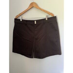 Chaps Women's Black Flat Front High Rise Stretch Casual Shorts Size 18